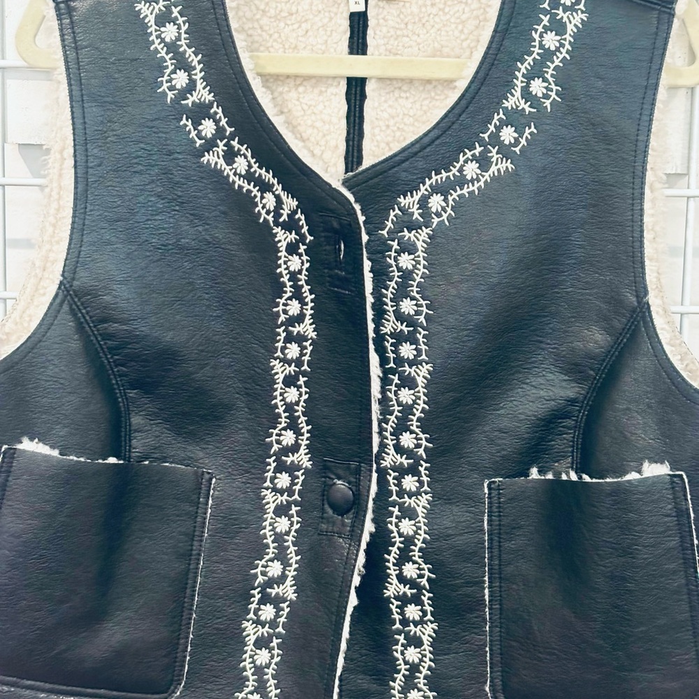 Free People Black Chain-Pattern Vest